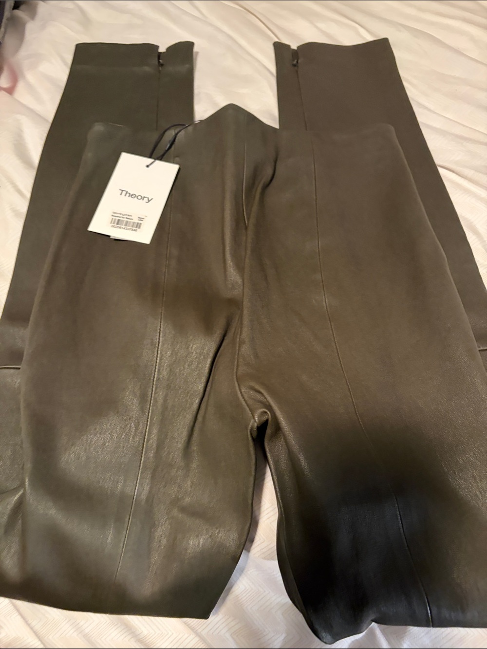 Theory Green Slate Leather Skinny Pants- 2 NWT - Picture 7 of 9